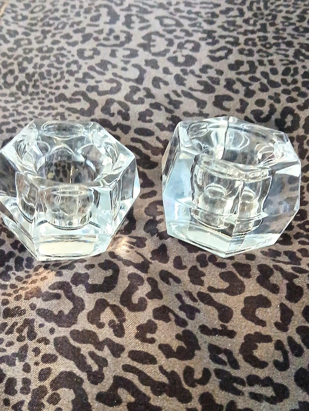 Clear Faceted Glass Decor Set of 2